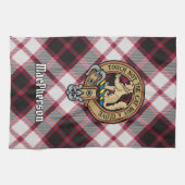 クランMacPhersonクレスト上の狩りタータンチェック キッチンタオル (横)