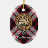 クランMacPhersonクレスト上の狩りタータンチェック セラミックオーナメント (正面)
