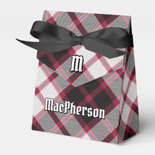 クランMacPhersonクレスト上の狩りタータンチェック フェイバーボックス (正面サイド)