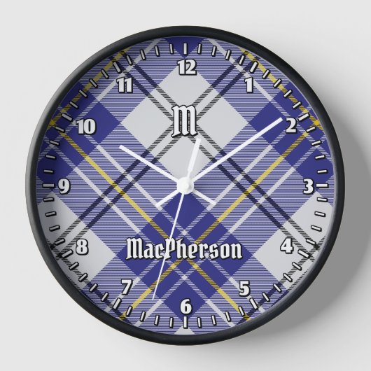 クランMacPhersonブルードレスタータンチェック大時計 壁時計 (正面)