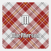 クランMacPhersonレッドドレスタータンチェックスクエアステッカー スクエアシール (正面)