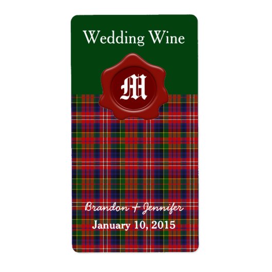 クランMacPherson Plaidの結婚ミニワインラベル ラベル (正面)