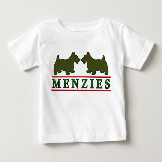 クランMenziesスコットランド犬スコットランドクランタータンチェック ベビーTシャツ (正面)