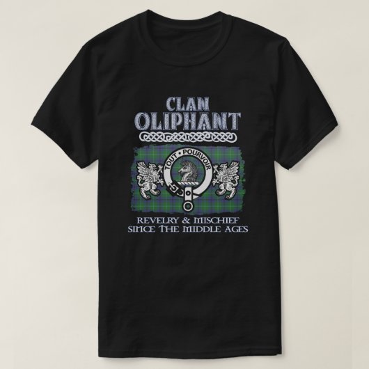 クランOliphant crestスコットランドのクランドスコティッシュスルナム Tシャツ (デザイン正面)