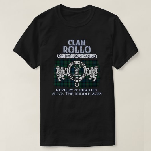 クランRollo crestスコットランドのクランScotishの姓 Tシャツ (デザイン正面)