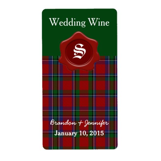 クランSinclair Plaidの結婚ミニワインラベル ラベル (正面)