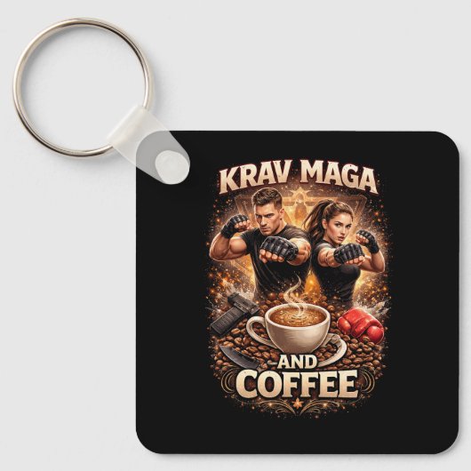 クラヴ・マガとコーヒー キーホルダー (正面)