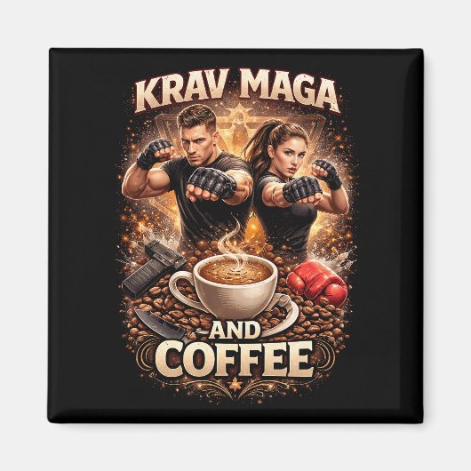 クラヴ・マガとコーヒー マグネット (正面)