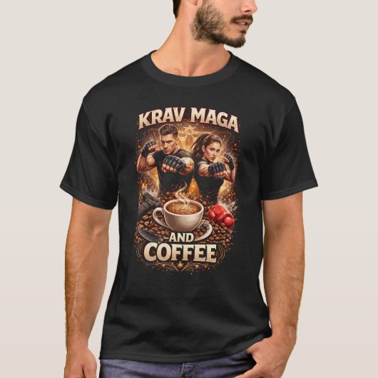 クラヴ・マガとコーヒー Tシャツ (正面)