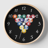 クラークを取り巻いたビリヤード・ボール 壁時計 (正面)