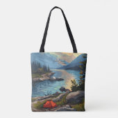 クラークアラスカ湖USAヴィンテージ旅行イラストレーション トートバッグ (裏面)