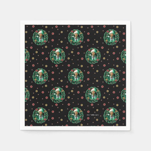 クラークグリスウォルドクリスマスリースパターン スタンダードカクテルナプキン (正面)