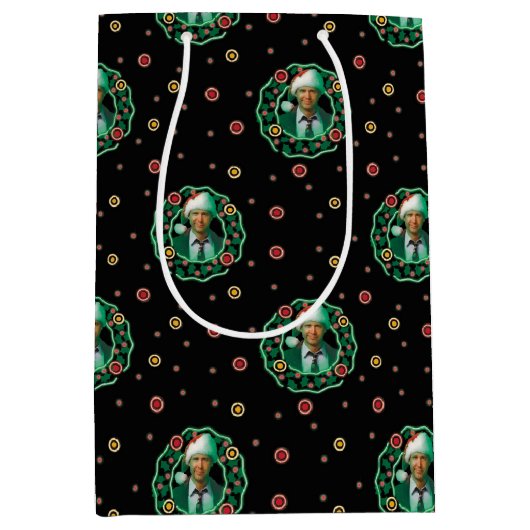 クラークグリスウォルドクリスマスリースパターン ミディアムペーパーバッグ (正面)