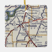 クラークスデールミシシッピヴィンテージの地図 セラミックオーナメント (正面)