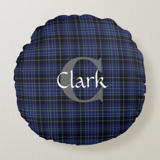 クラーク伝統的なタータンチェックのモノグラムのな枕 ラウンドクッション (正面)
