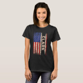 クラーク姓シャツクラーク名米国国旗 Tシャツ (正面フル)