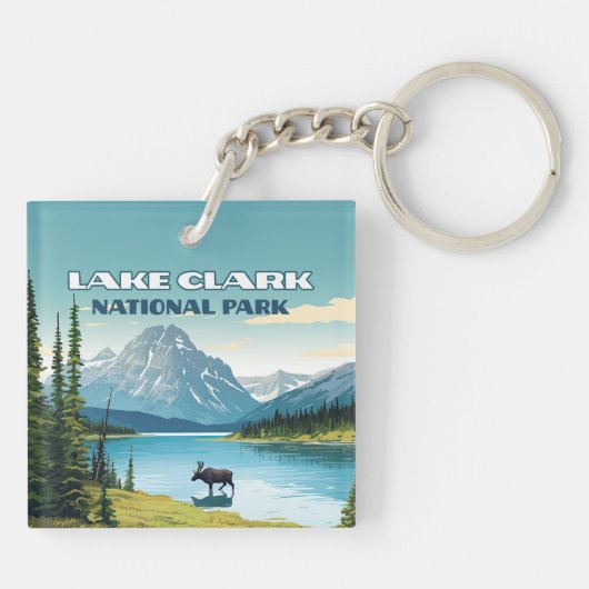 クラーク湖国立公園アラスカヴィンテージ旅行 キーホルダー (裏面)