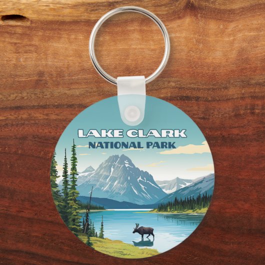 クラーク湖国立公園アラスカヴィンテージ旅行 キーホルダー (正面)