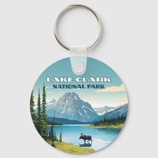 クラーク湖国立公園アラスカヴィンテージ旅行 キーホルダー (裏面)