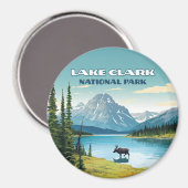 クラーク湖国立公園アラスカヴィンテージ旅行 マグネット (正面/裏面)