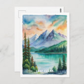 クラーク湖国立公園水絵画色 ポストカード (正面/裏面)