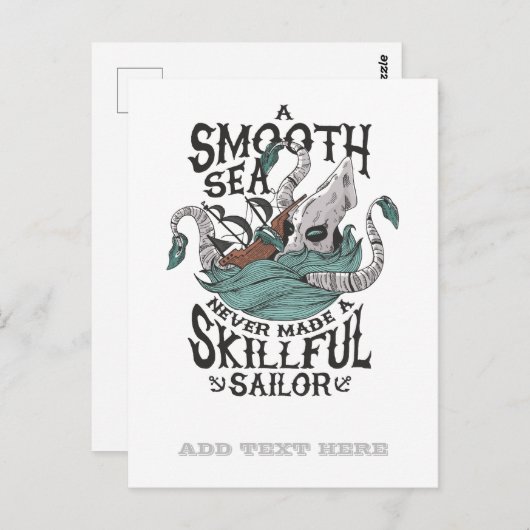 クラーケンおもしろいセーラーシーマン海軍タコ怪獣 ポストカード (正面/裏面)