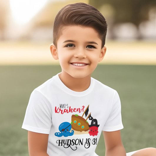 "クラーケンって何?" タコの海賊 子供の誕生日 トドラーTシャツ