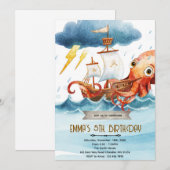 クラーケンのタコをテーマにした招待状 招待状 (正面/裏面)