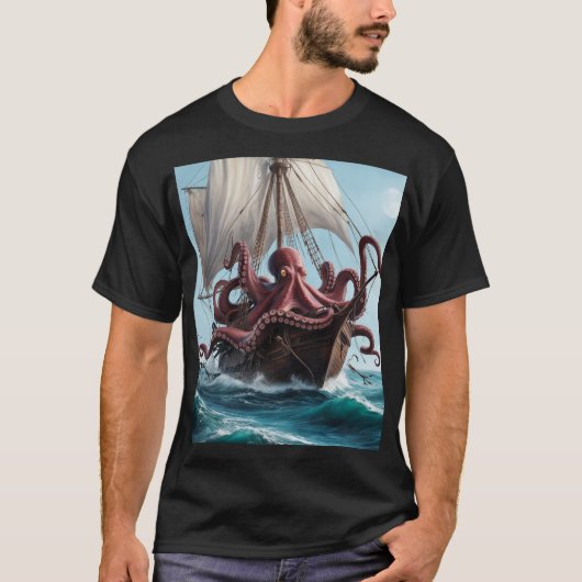 クラーケンの怒り：船の最後の立ち Tシャツ (正面)