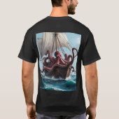 クラーケンの怒り：船の最後の立ち Tシャツ (裏面)