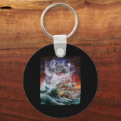 クラーケンの怪獣コアラが高い所で軍艦を攻撃 キーホルダー (正面)