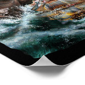 クラーケンの怪獣ヒッポが戦艦を高所で攻撃 ポスター (角)