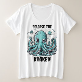 クラーケンを解放せよ！ かわいいタコのマタニティ プラスサイズTシャツ