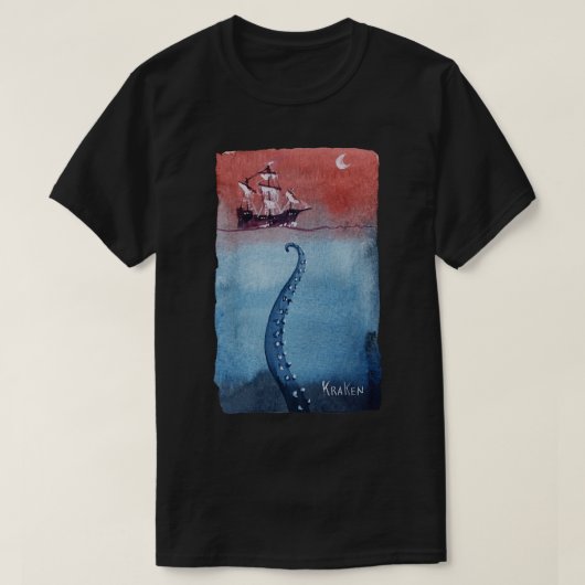 クラーケン伝説の海の怪物 Tシャツ (デザイン正面)