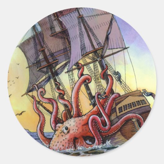 クラーケン攻撃ステッカー ラウンドシール (正面)