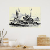 クラーケン攻撃!プリント ポスター (キッチン)