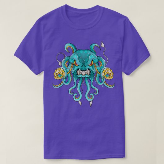 クラーケン水中モンスタータコ海 Tシャツ (デザイン正面)
