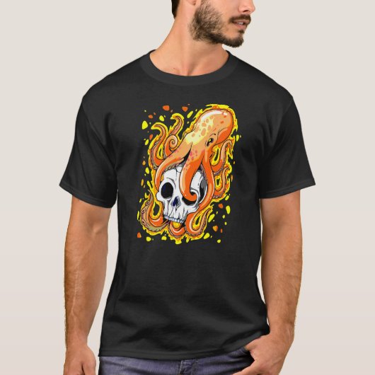 クラーケン海の怪物タコの巨大イカ Tシャツ (正面)