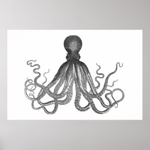 クラーケン – ブラックジャイアントタコ/ Cthulu ポスター