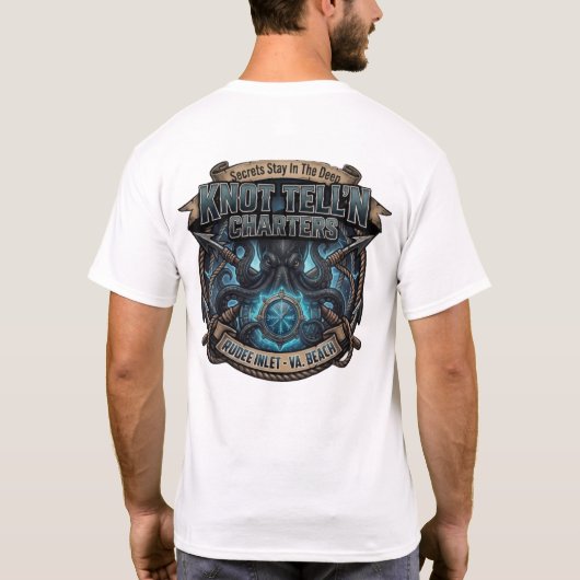 クラーケン ロゴ ブルー クリスタル - Tシャツ (裏面)