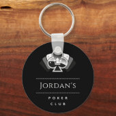 クラ王室のブトランプのポーカーナイトカジノブラック&ホワイトネーム キーホルダー (正面)