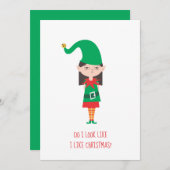 クリおもしろいスマスガール小妖精や小人 シーズンカード (正面/裏面)