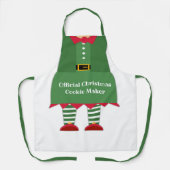 クリおもしろいスマスクッキーメーカー小妖精や小人グリーンレッド エプロン (正面)
