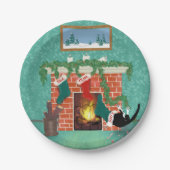 クリおもしろいスマスストッキング猫 ペーパープレート (正面)