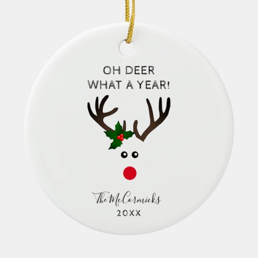 クリおもしろいスマストナイパーソナライズされたダー名年 セラミックオーナメント (正面)