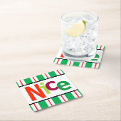 クリおもしろいスマスニースカラフルタイポグラフィ スクエアペーパーコースター (インサイチュ)