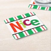 クリおもしろいスマスニースカラフルタイポグラフィ スクエアペーパーコースター (アングル)