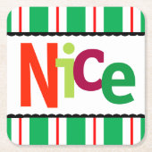 クリおもしろいスマスニースカラフルタイポグラフィ スクエアペーパーコースター (正面)