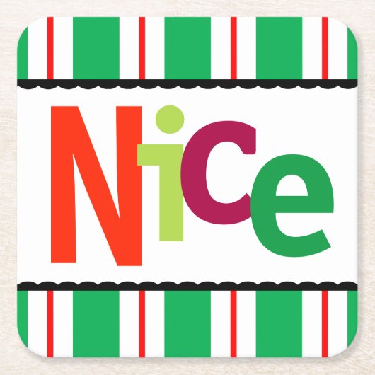 クリおもしろいスマスニースカラフルタイポグラフィ スクエアペーパーコースター (正面)