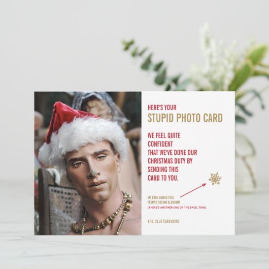 クリおもしろいスマスマネキンのバカな写真カード シーズンカード (スタンド正面)